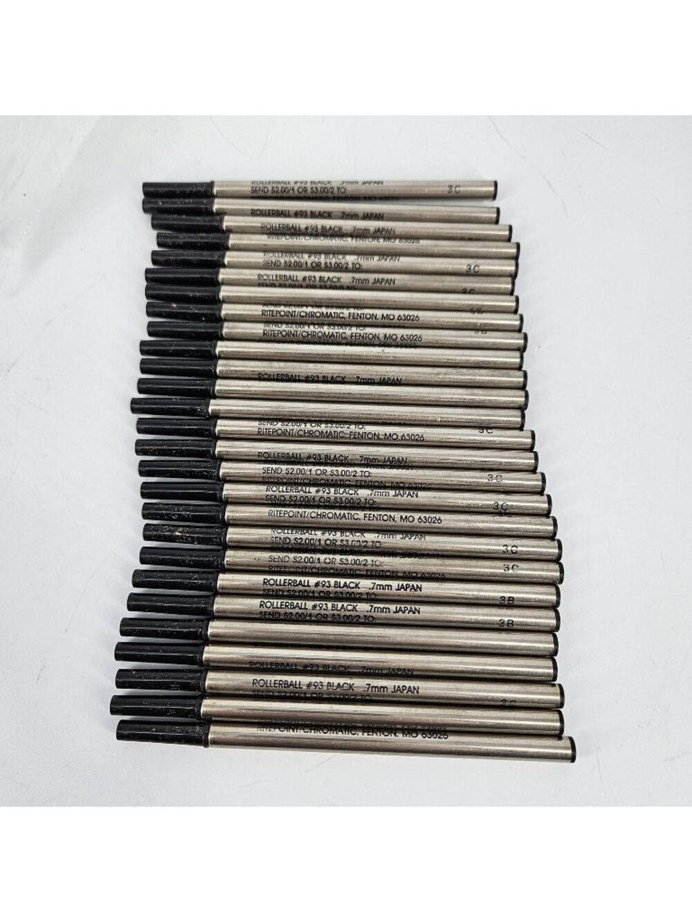 Vint Ritepoint Chromatic Rollerball #93 Black .7mm Pen Refills Lot 27 Japan WORK